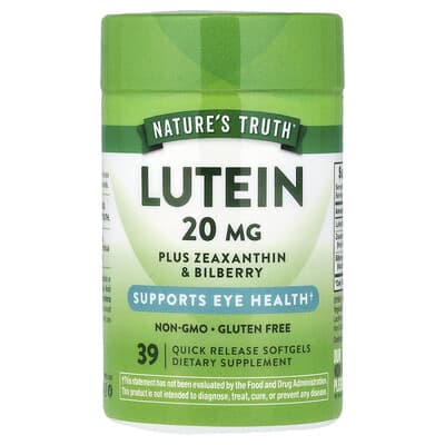Nature's Truth, Lutein Plus Zeaxanthin & Bilberry, 39 Quick Release Softgels