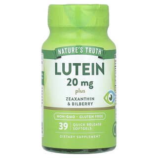 Nature's Truth, Lutein plus Zeaxanthin & Bilberry, Lutein plus Zeaxanthin und Heidelbeere, 39 Weichkapseln mit schneller Freisetzung