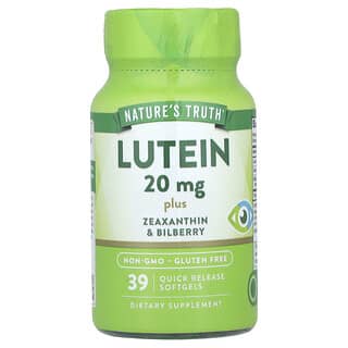 Nature's Truth, Lutein plus Zeaxanthin & Bilberry, Lutein plus Zeaxanthin und Heidelbeere, 39 Weichkapseln mit schneller Freisetzung