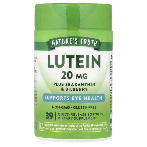 Nature's Truth, Lutein plus Zeaxanthin & Bilberry, 39 Quick Release Softgels — product photo 1