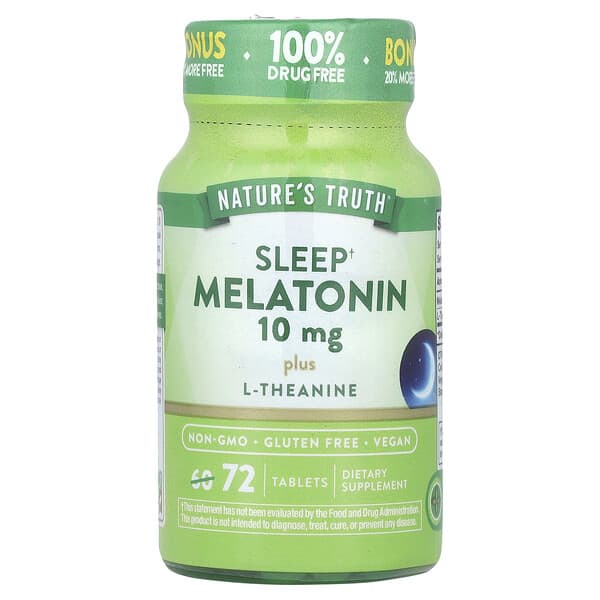 Sleep Melatonin Plus L-Theanine, 10 mg, 72 Tablets