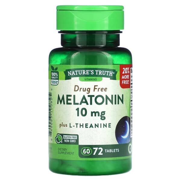 Nature's Truth, Melatonin Plus L-Theanine, 10 mg, 72 Tablets