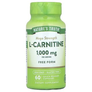 Nature's Truth, L-Carnitine, Mega Strength, L-Carnitin, Mega-Stärke, 1.000 mg, 60 Kapseln mit schneller Freisetzung (500 mg pro Kapsel)