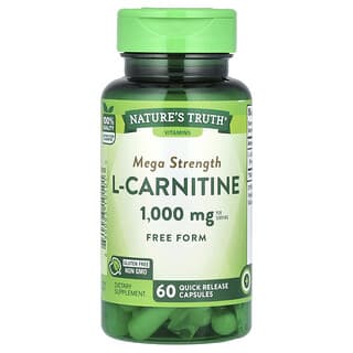 Nature's Truth, L-карнитин Mega Strength, 1000 мг, 60 капсул быстрого высвобождения (500 мг в каждой капсуле)