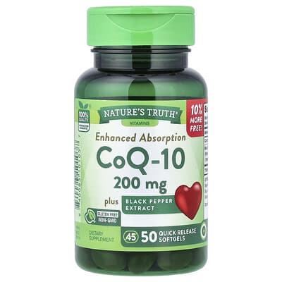 Nature's Truth, CoQ-10 plus Black Pepper Extract, Enhanced Absorption, 200 mg, 50 Quick Release Capsules