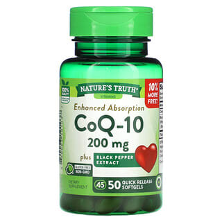 Nature's Truth‏, "CoQ-10, ספיגה משופרת, 200 מ""ג, 50 כמוסות רכות לשחרור מהיר"