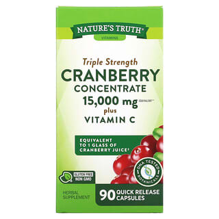 Nature's Truth, Concentrado de Cranberry de Força Tripla mais Vitamina C, 15.000 mg, 90 Cápsulas de Liberação Rápida