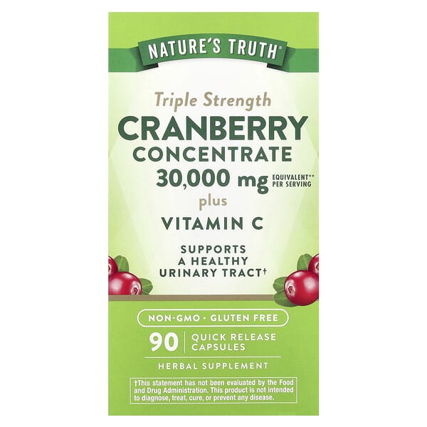 Cranberry Concentrate Plus Vitamin C, Triple Strength, 90 Quick Release Capsules