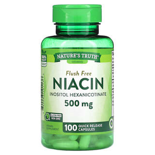 Nature's Truth, Niacina sem Lavagem, 500 mg, 100 Cápsulas de Liberação Rápida
