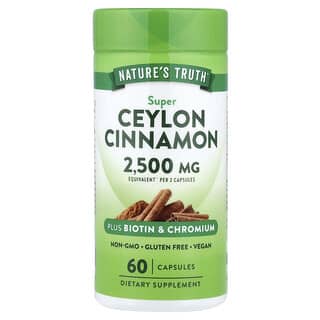 Nature's Truth, Супер цейлонска канела плюс биотин и хром, 60 капсули