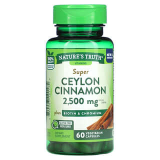 Nature's Truth, Canela Super Ceilão, 2.500 mg, 60 Cápsulas Vegetarianas (1.250 mg por Cápsula)