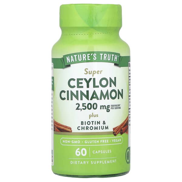 Nature's Truth, Super Ceylon Cinnamon Plus Biotin & Chromium, 60 Capsules