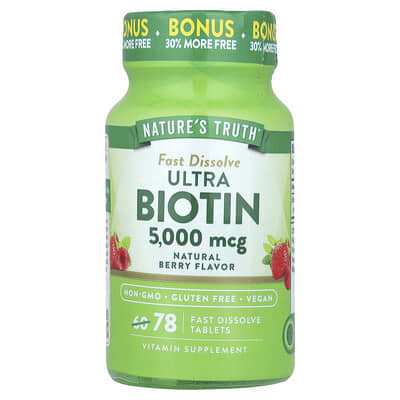 Nature's Truth, Extra Strength Biovitamins, Natural Berry Flavor, 5000 mcg, 78 Quick Dissolve Tablets