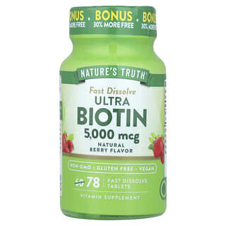 Nature's Truth, ウルトラビオチン、天然ベリー、5,000mcg、即溶性タブレット78粒