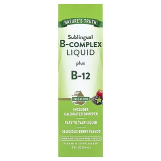 Nature's Truth, Vitaminas, Líquido Sublingual de Complexo B Plus B-12, Fruto Silvestre Natural, 59 ml (2 fl oz)