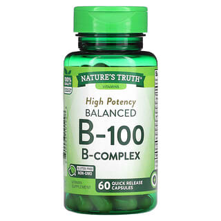 Nature's Truth, збалансований вітамін B100, висока ефективність, 60 капсул зі швидким вивільненням