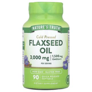 Nature's Truth, Flaxseed Oil, Cold Pressed, Leinsamenöl, kalt gepresst, 3.000 mg, 90 Weichkapseln mit schneller Freisetzung (1.000 mg pro Weichkapsel)