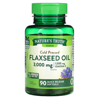 Nature's Truth, Flaxseed Oil, Leinsamenöl, 3.000 mg, 90 Weichkapseln mit schneller Freisetzung (1.000 mg pro Weichkapsel)