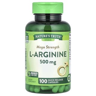 Nature's Truth, L-arginina, 1000 mg, 100 cápsulas de liberación rápida (500 mg por cápsula)
