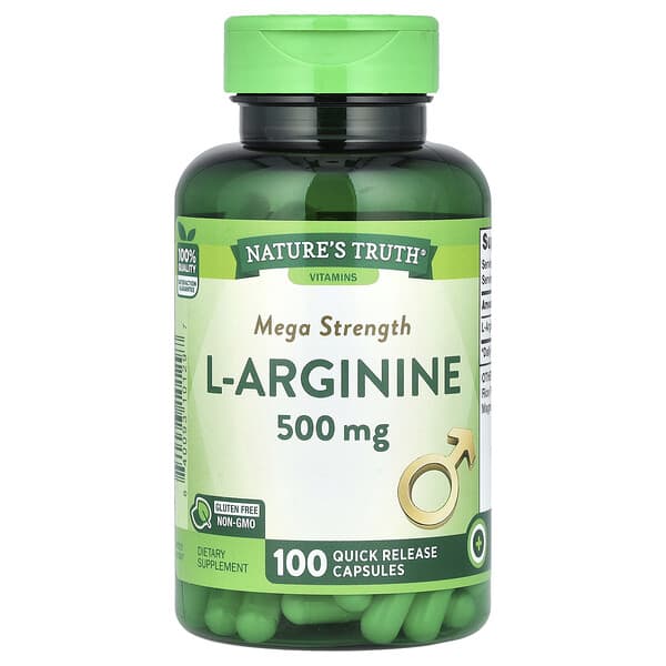 L-Arginine, 500 mg, 100 Quick Release Capsules