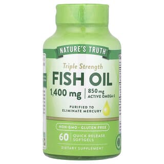 Nature's Truth, Huile de poisson, Triple efficacité, 60 capsules à enveloppe molle à libération rapide