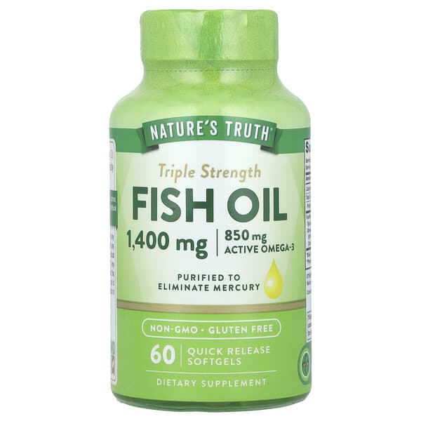 Fish Oil, Triple Strength, 1,400 mg, 60 Quick Release Softgels