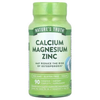 Nature's Truth, Calcio, magnesio y zinc, 90 comprimidos en comprimidos oblongos recubiertos