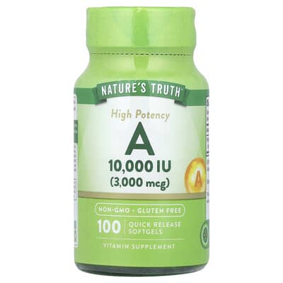 Nature's Truth, Vitamin A, Extra Strength, 3,000 mcg (10,000 IU), 100 Immediate-Release Softgels