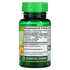 Nature's Truth, High Potency Vitamin A, 3,000 mcg (10,000 IU), 100 Quick Release Softgels