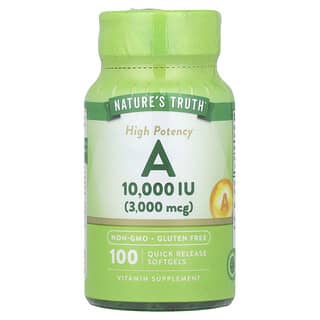 Nature's Truth, Vitamina A de Alta Potência, 3.000 mcg (10.000 UI), 100 Cápsulas Softgel de Liberação Rápida