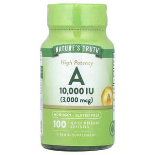 Nature's Truth, Hochwirksames Vitamin A, 3.000 mcg (10.000 IU), 100 Weichkapseln mit schneller Freisetzung