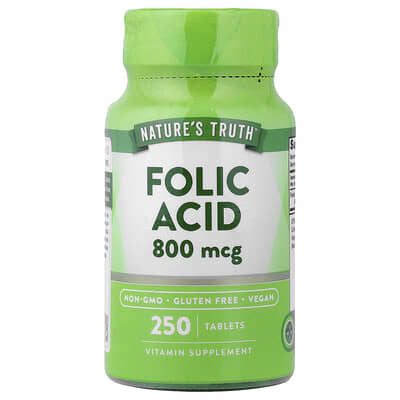 Nature's Truth, Folic Acid, 800 mcg, 250 Tablets