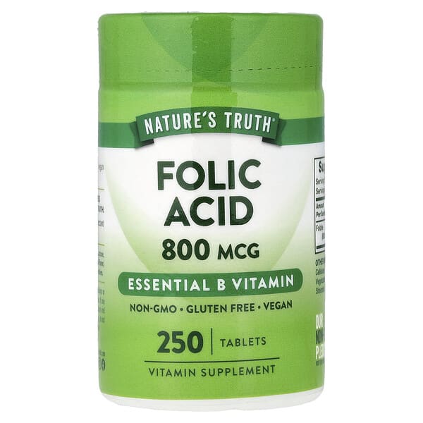 Nature's Truth, Folic Acid, 800 mcg, 250 Tablets — product photo 1