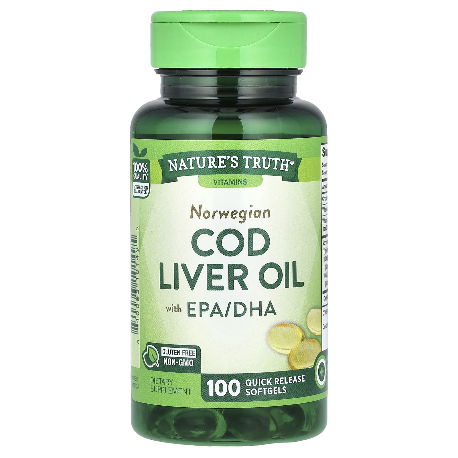 Nature's Truth, Norwegian Cod Liver Oil with EPA/DHA, 100 Quick Release