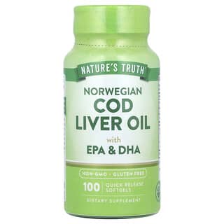 Nature's Truth, Olio di fegato di merluzzo norvegese con EPA e DHA, 100 capsule molli a rilascio rapido