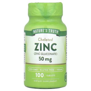 Nature's Truth, Zinc, Chelated , 50 mg, 100 Tablets