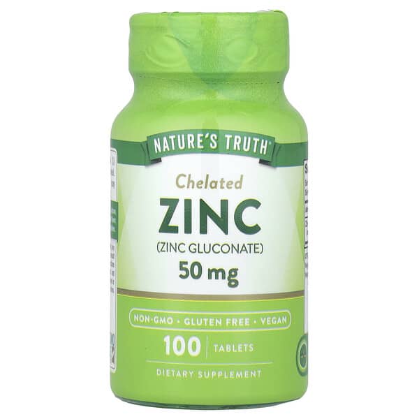 Zinc, Chelated, 50 mg, 100 Tablets
