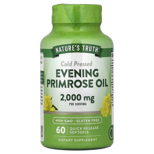 Evening Primrose Oil, Cold Pressed, 60 Quick Release Softgels (1,000 mg per Softgel)