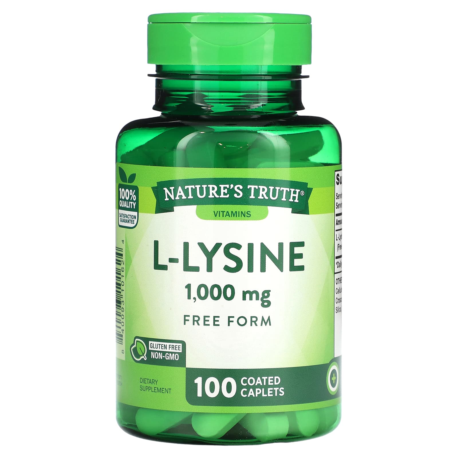 Nature's Truth, LLysine, 1,000 mg, 100 Coated Caplets