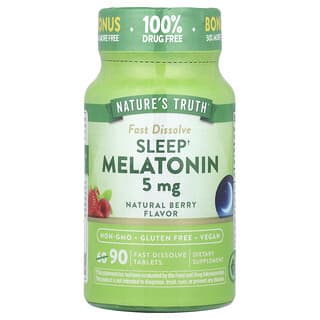 Nature's Truth, Melatonina para favorecer el sueño, Bayas naturales, 5 mg, 90 comprimidos de rápida disolución