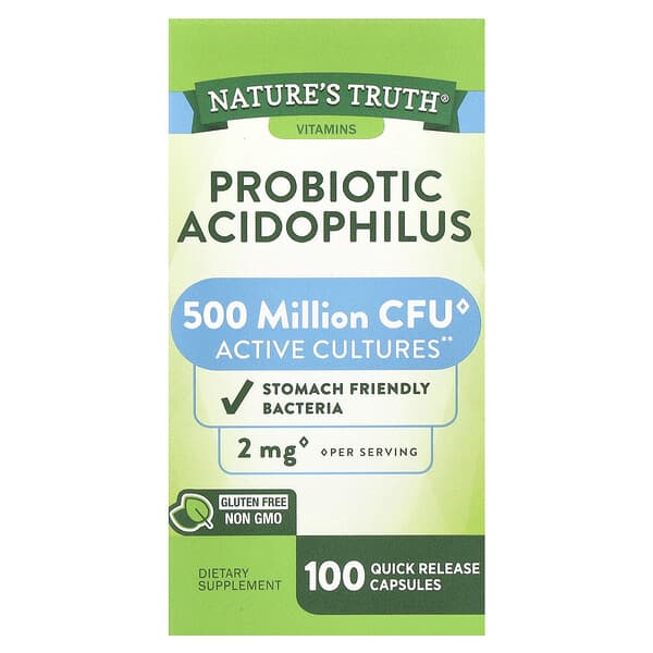 Nature's Truth Probiotic Acidophilus, 100 Quick Release Capsules (1 mg per Capsule)