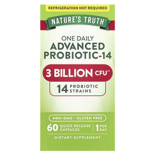 Nature's Truth, One Daily Advanced Probiotic-14, 3 Bilhões de UFCs, 60 Cápsulas de Liberação Rápida