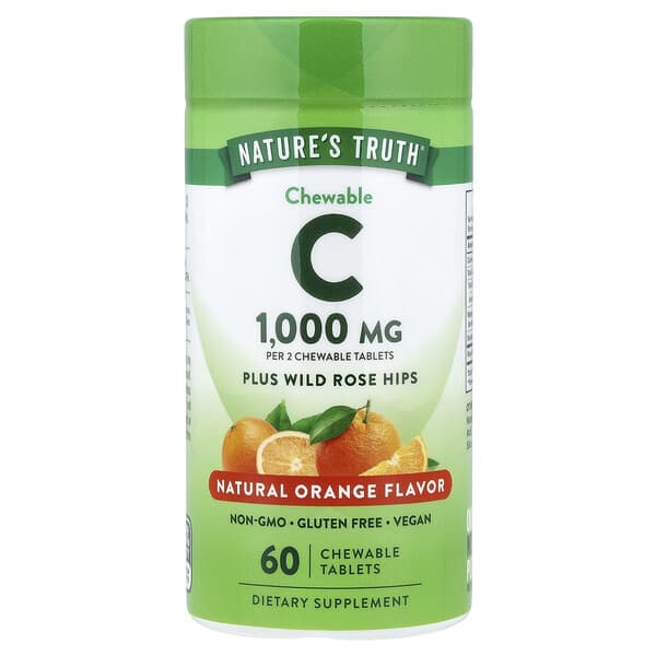 Nature's Truth, Chewable C Plus Wild Rose Hips, Natural Orange, 60 Chewable Tablets — product photo 1