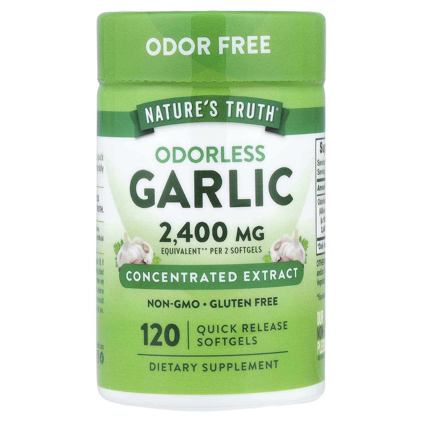Nature's Truth Odorless Garlic, 120 Quick Release Softgels (12 mg per Softgel) de Nature's Truth