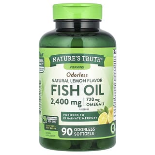 Nature's Truth, Olio di pesce inodore, limone naturale, 2.400 mg, 90 capsule molli inodori (1.200 mg per capsula molle)