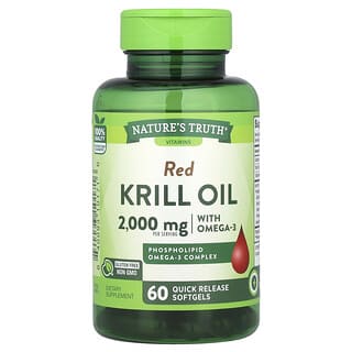 Nature's Truth, Huile de krill rouge avec oméga-3, 2000 mg, 60 capsules à enveloppe molle à libération rapide (1000 mg par capsule à enveloppe molle)