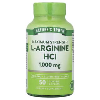 Nature's Truth, Vitaminas, Clorhidrato de L-arginina de concentración máxima, 1000 mg, 50 comprimidos comprimidos