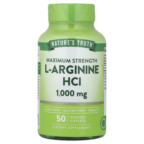 Nature's Truth, Clorhidrato de L-arginina, 1000 mg, 50 comprimidos oblongos recubiertos