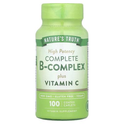 Nature's Truth, Multifaceted Vitamin B Complex + Vitamin C, Extra Strength, 100 Coated Caplets