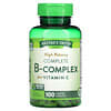 High Potency, Complete B-Complex Plus Vitamin C, 100 Coated Caplets